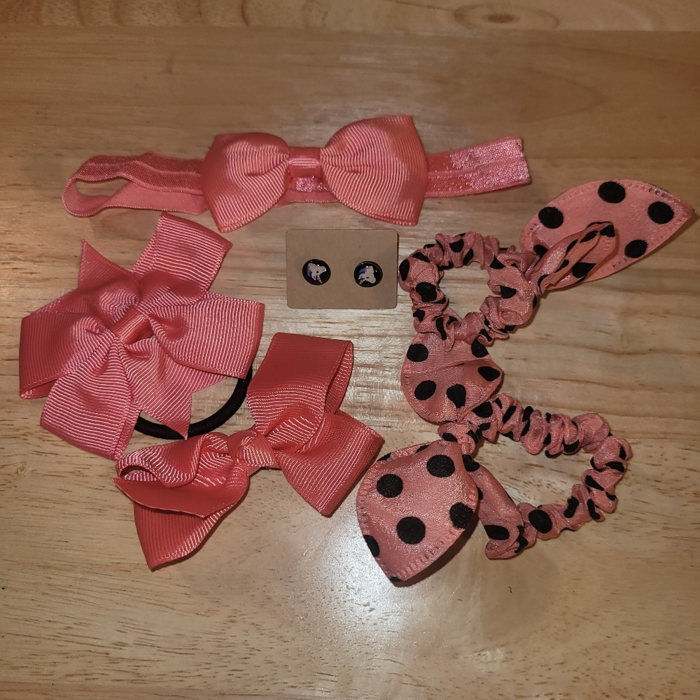Peach 6 piece earring and hair accessory bundle